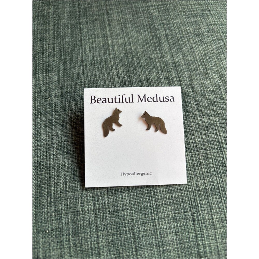Fox earrings studs hypoallergenic sterling silver woodland animal novelty NWT